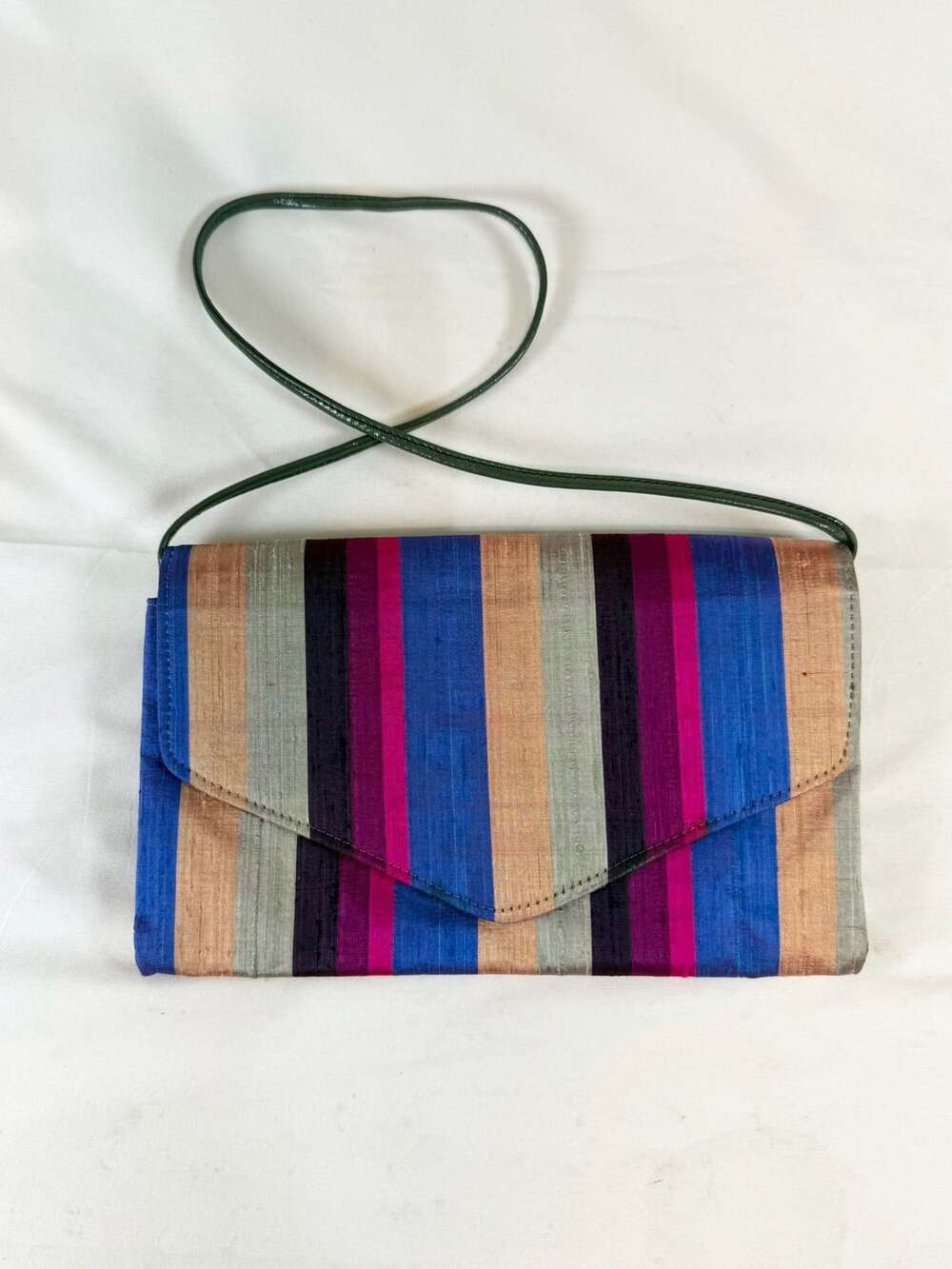 Nuline Striped Silk Clutch Shoulder Bag Multicolor indie vanguard, artisan texti